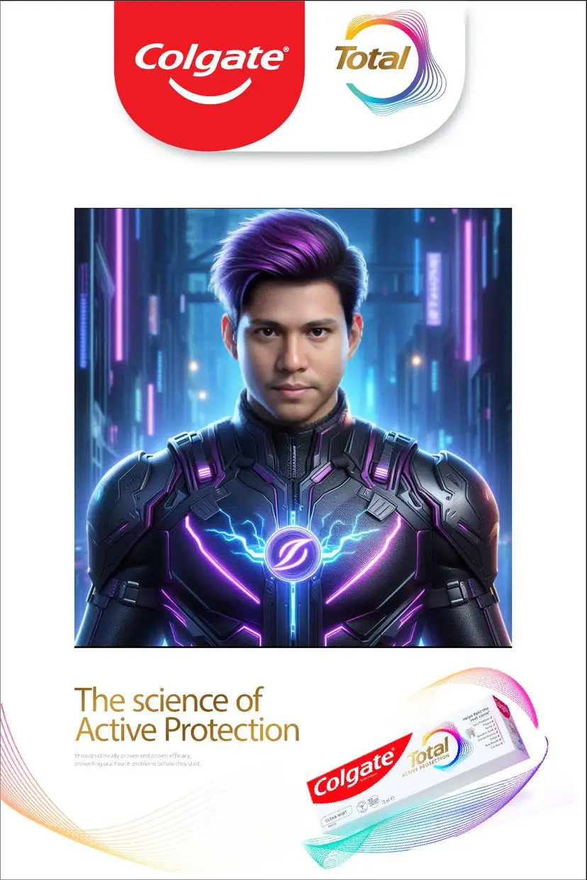 Colgate Total branded AI portrait output
