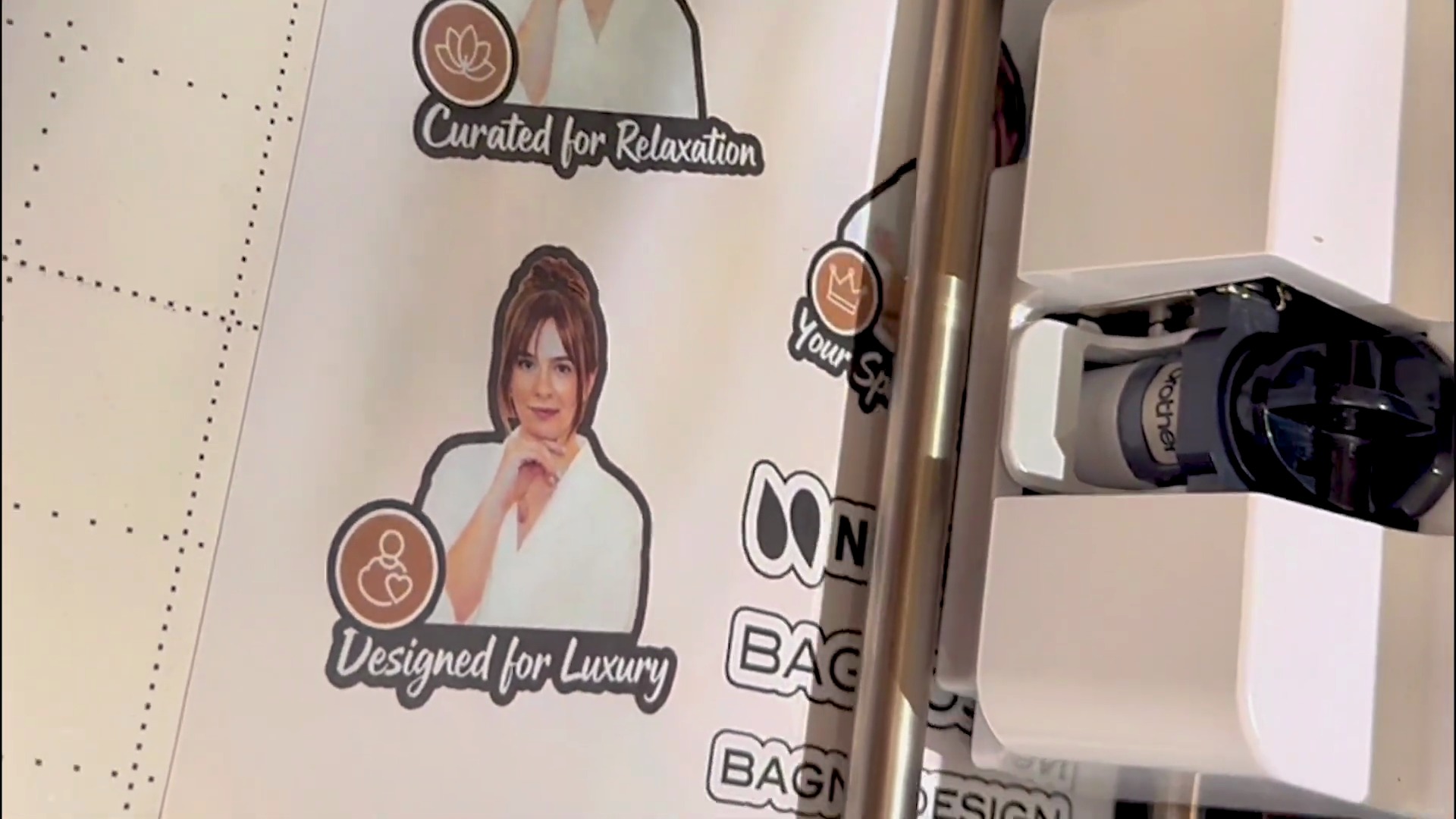 Personalised peel-off stickers being produced live at an event in Dubai